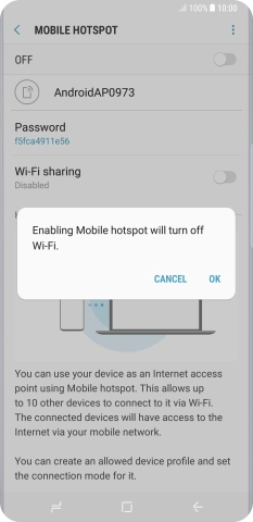 If Wi-Fi is turned on, press OK.