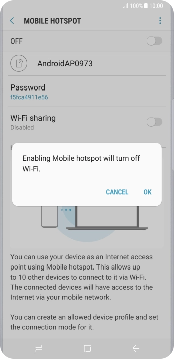 If Wi-Fi is turned on, press OK.