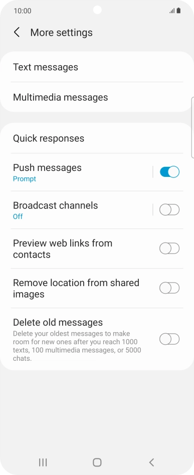 Press Text messages.
