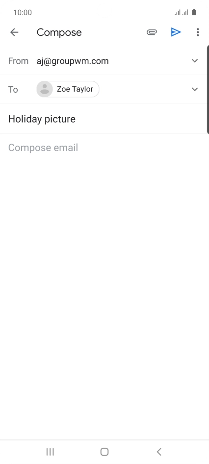 Press the text input field and write the text for your email.