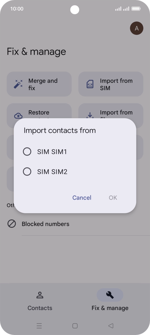 Press the required SIM.