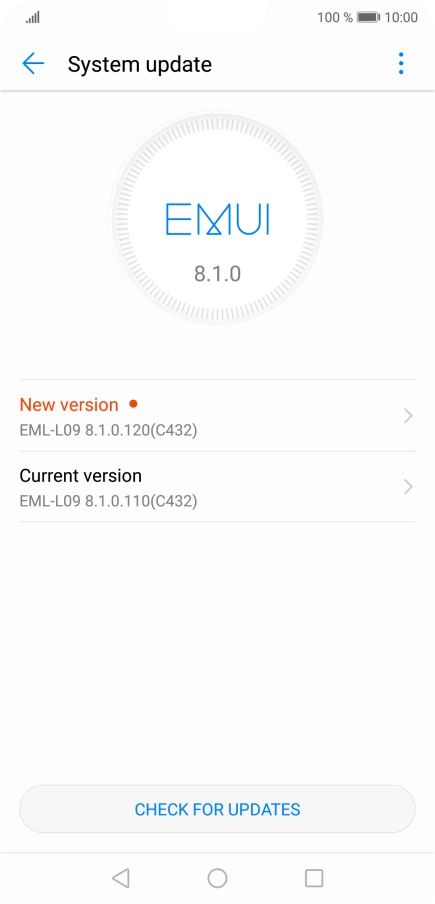 Press CHECK FOR UPDATES. If a new software version is available, it's displayed. Follow the instructions on the screen to update the phone software.