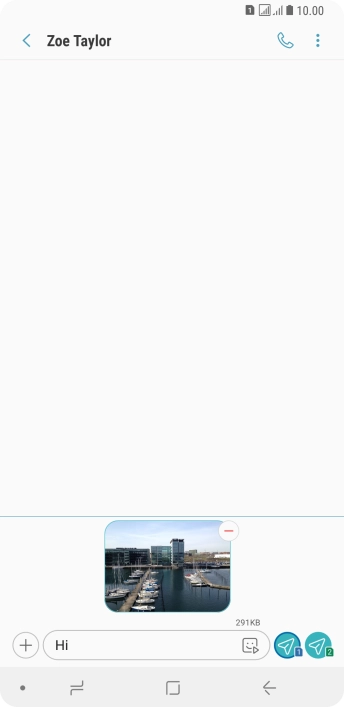 Press the send icon next to the required SIM when you've written your picture message.