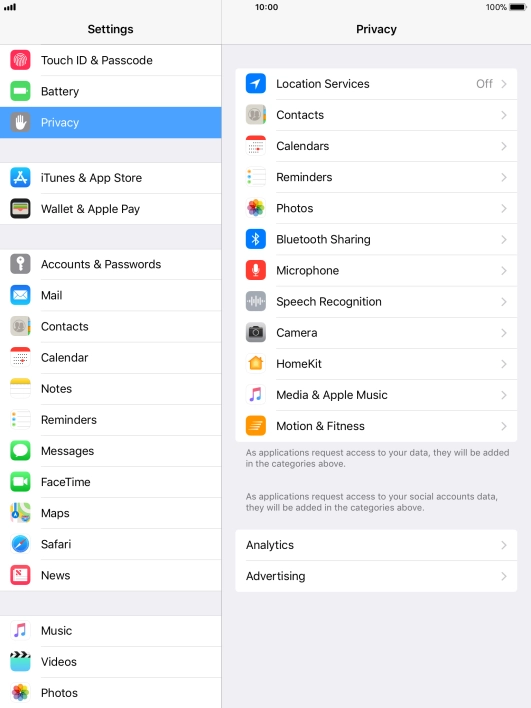 Press Location Services.