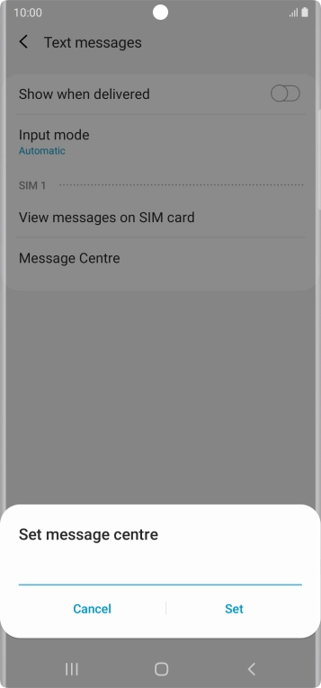 Key in +447958879879 and press Set.