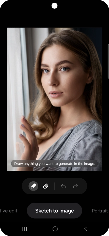 To add an object to your picture, press Sketch to image.