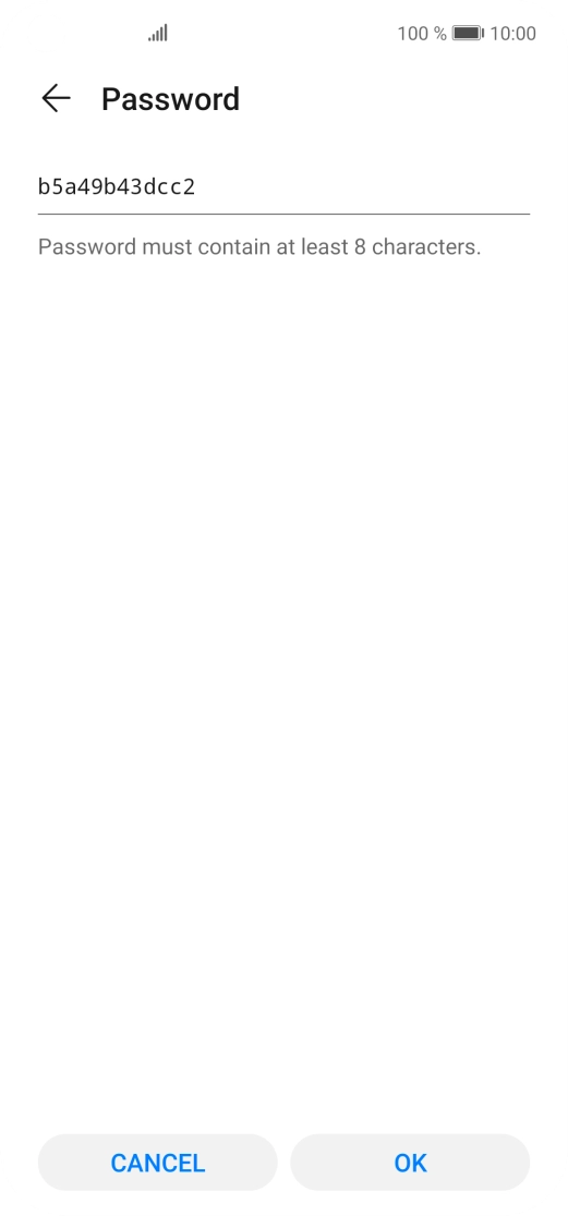 Key in the required Wi-Fi hotspot password and press OK.