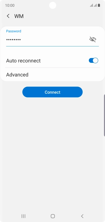 Key in the password for the Wi-Fi network and press Connect.