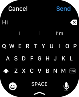 Press the microphone icon and record the message.