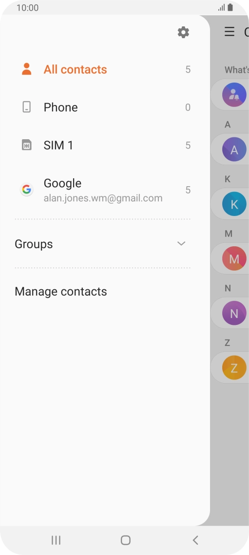 Press Manage contacts.
