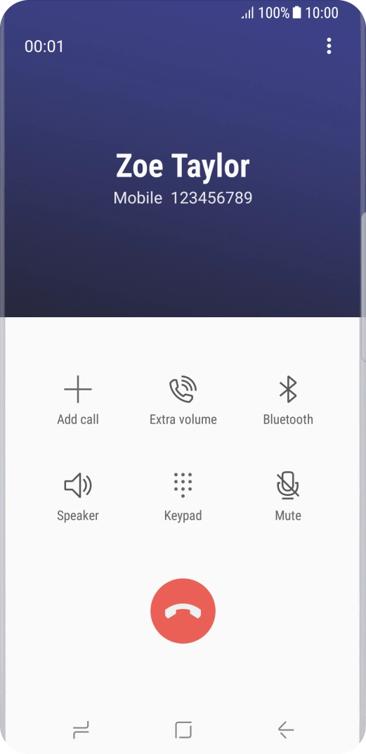 Press the end call icon.