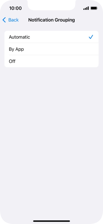Press the required setting.