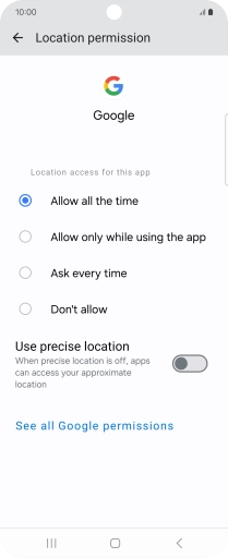 Press the required setting.
