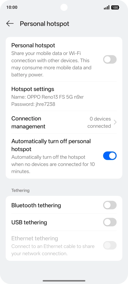 Press Hotspot settings.