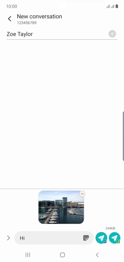 Press the send icon next to the required SIM when you've written your picture message.