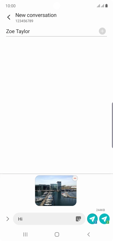 Press the send icon next to the required SIM when you've written your picture message.