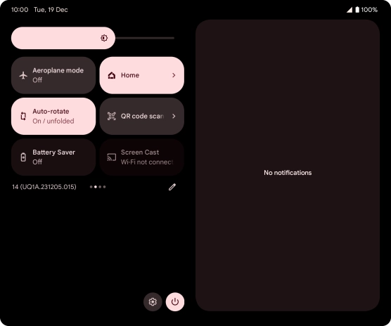 Press the flight mode icon to turn the function on or off.
