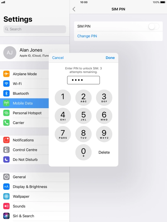 Key in your PIN and press Done. The default PIN is 1111.