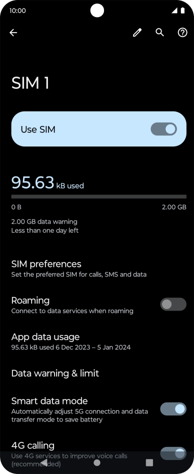 The total data usage is displayed.
