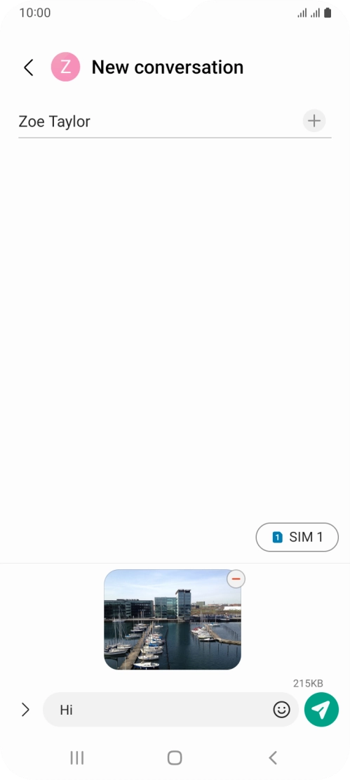 Press the send icon when you've finished your MMS.