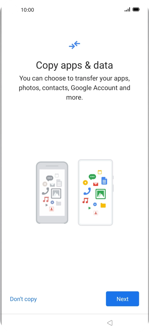 You can transfer the contents of another phone to your phone when it's activated for the first time and after a factory reset. When this screen is displayed, your phone is ready to transfer contents from another phone.