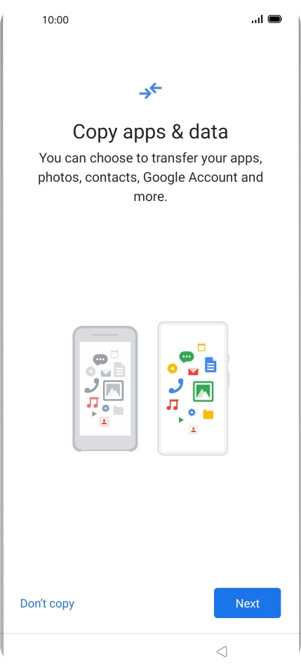 You can transfer the contents of another phone to your phone when it's activated for the first time and after a factory reset. When this screen is displayed, your phone is ready to transfer contents from another phone.