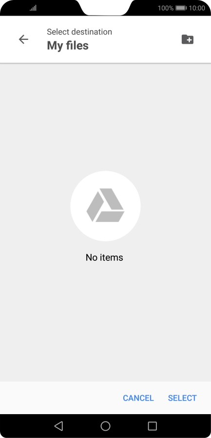 To create a new folder, press the new folder icon and follow the instructions on the screen to create a new folder.