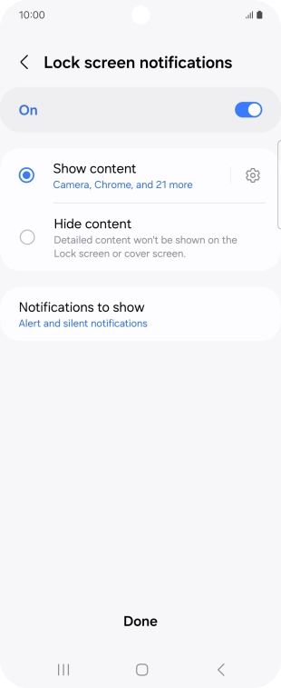 Press the required settings to turn them on or off.