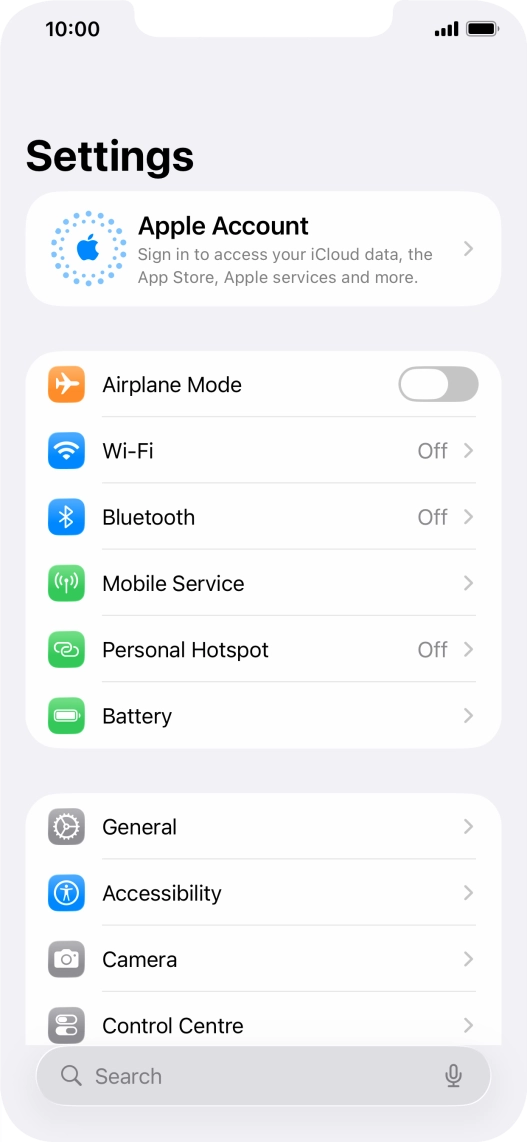 Press Apple Account.