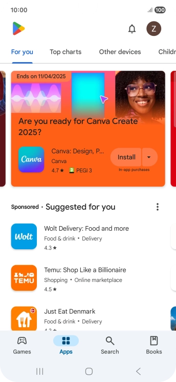 Press the profile icon.