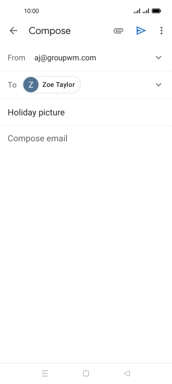 Press the text input field and write the text for your email.
