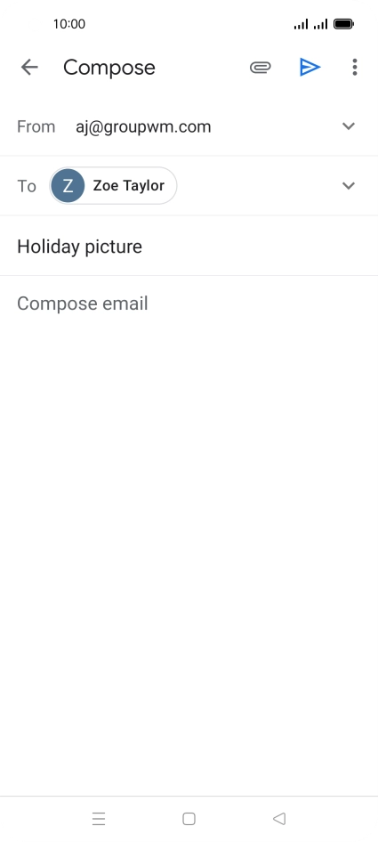 Press the text input field and write the text for your email.