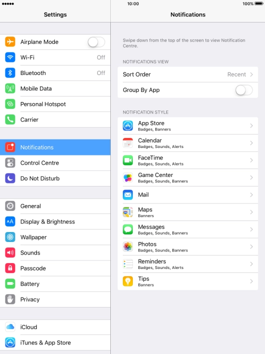 Press the required application.