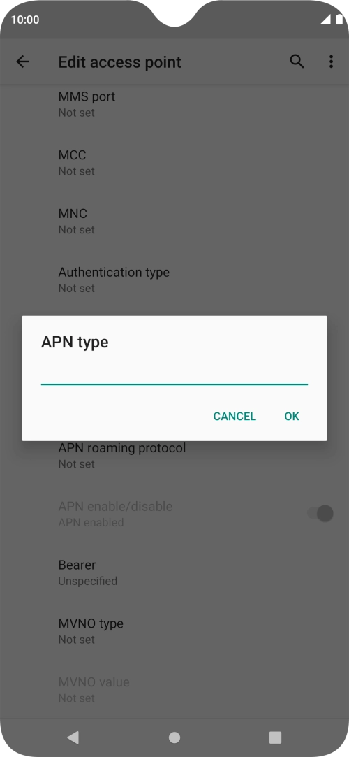 Key in default and press OK.