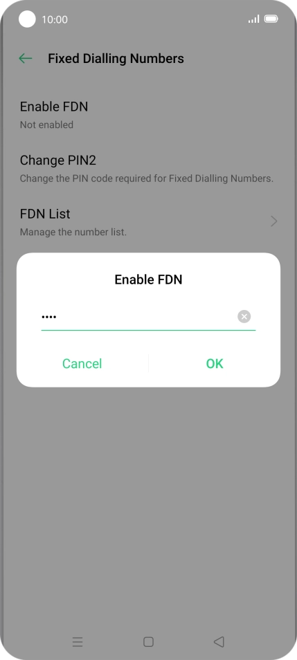 Key in your PIN2 and press OK. The default PIN2 is 0000.