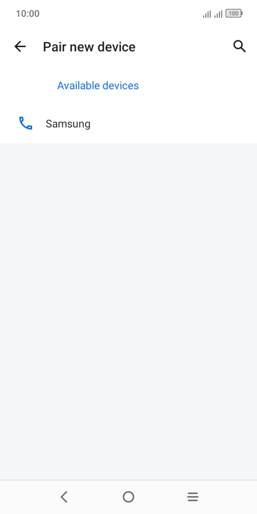 Press the required Bluetooth device and follow the instructions on the screen to pair the device with your phone.