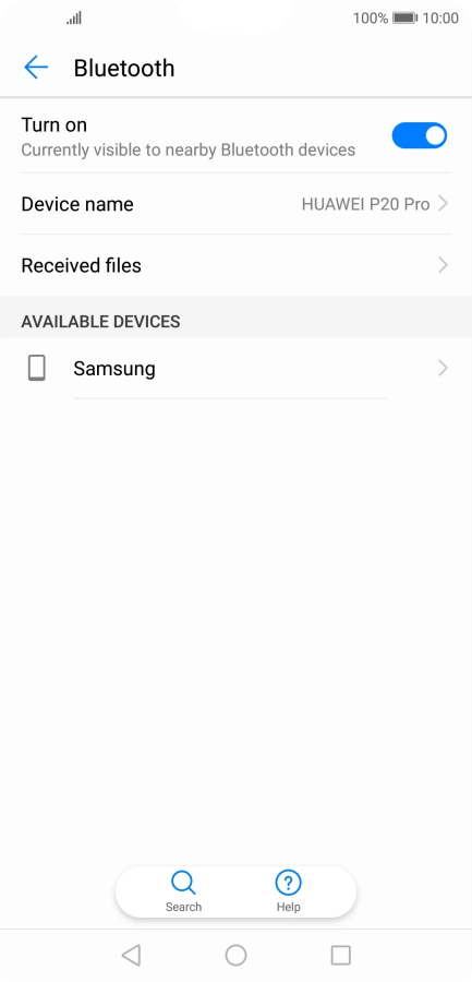 Press the required Bluetooth device and follow the instructions on the screen to pair the device with your phone.