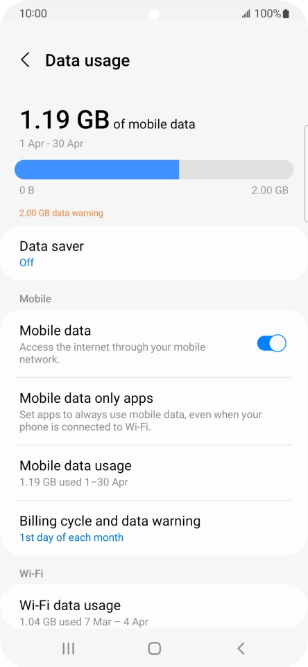 The total data usage is displayed.
