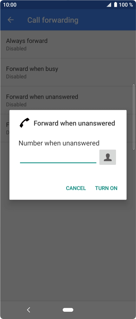 Key in +447953222222 and press TURN ON.
