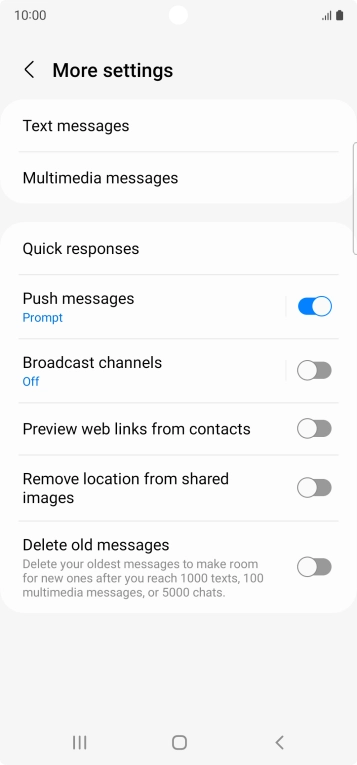 Press Text messages.