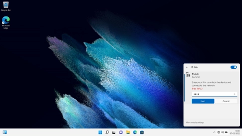 Key in your PIN and click Next. The default PIN is 1111.