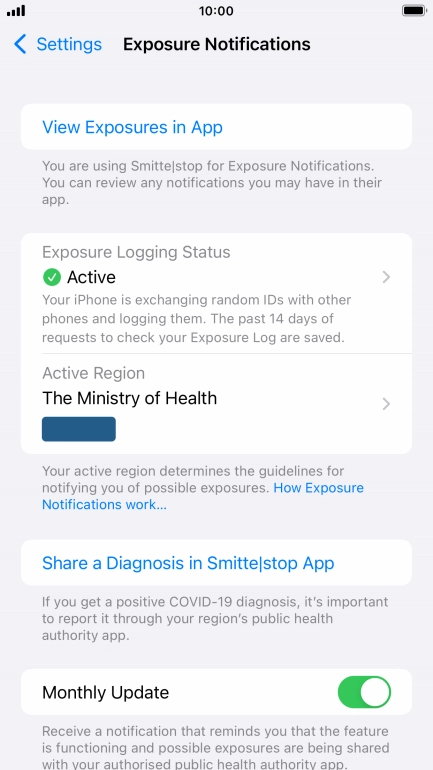Press Exposure Logging Status.