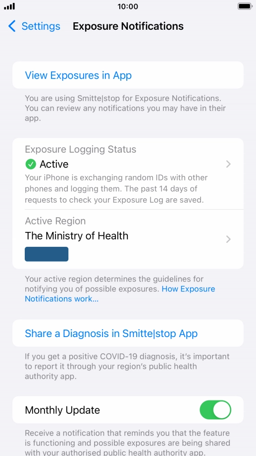 Press Exposure Logging Status.