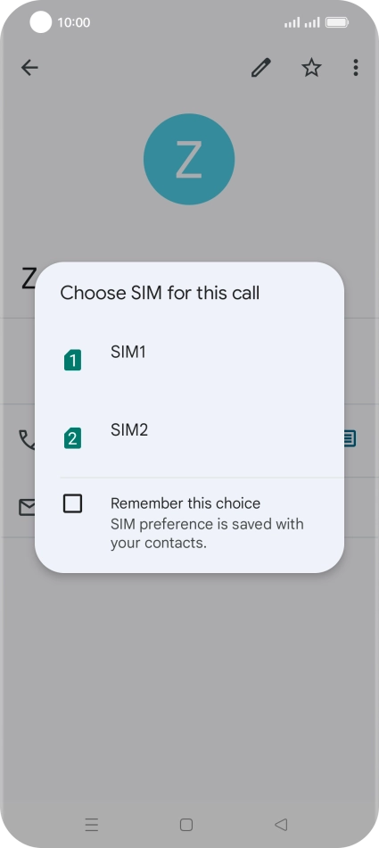 Press the required SIM.