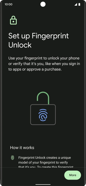 Follow the instructions on the screen to create the phone lock code using your fingerprint.