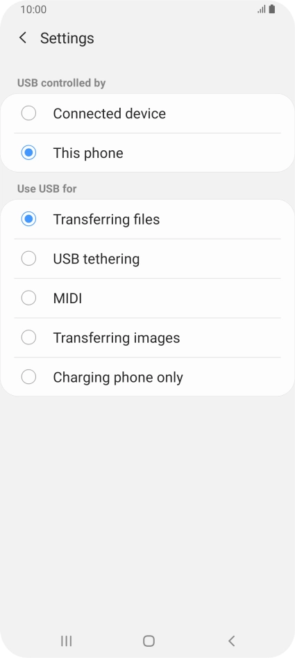 Press Transferring files to turn on the function.