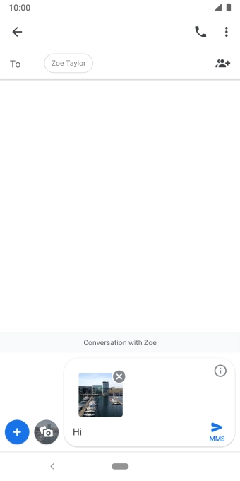 Press the send icon when you've finished your MMS.