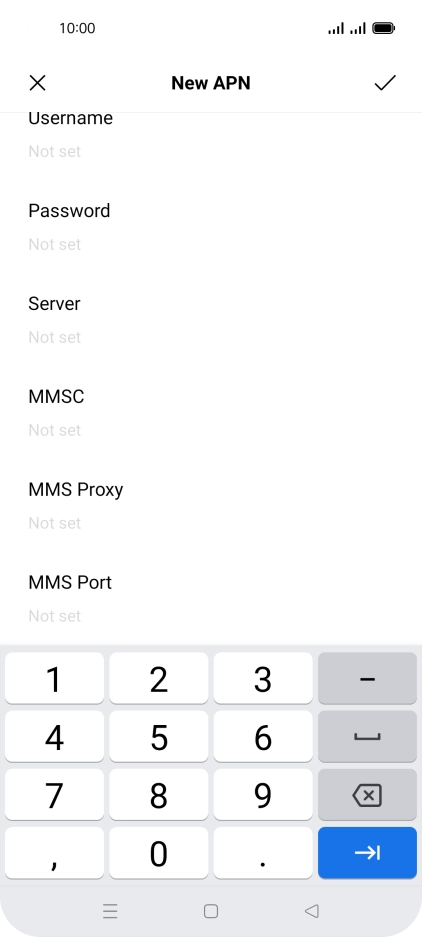 Key in 8080 and press the confirm icon.