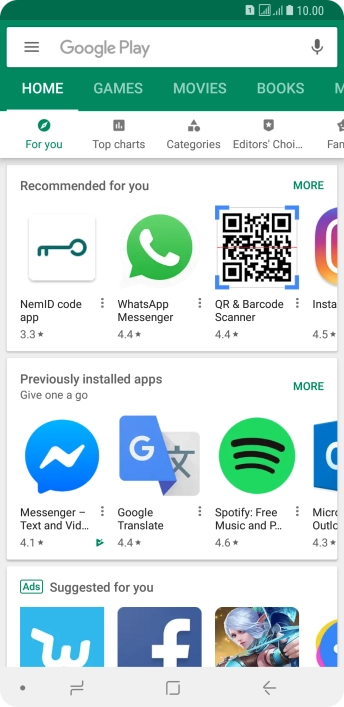 Slide your finger right starting from the left side of the screen.