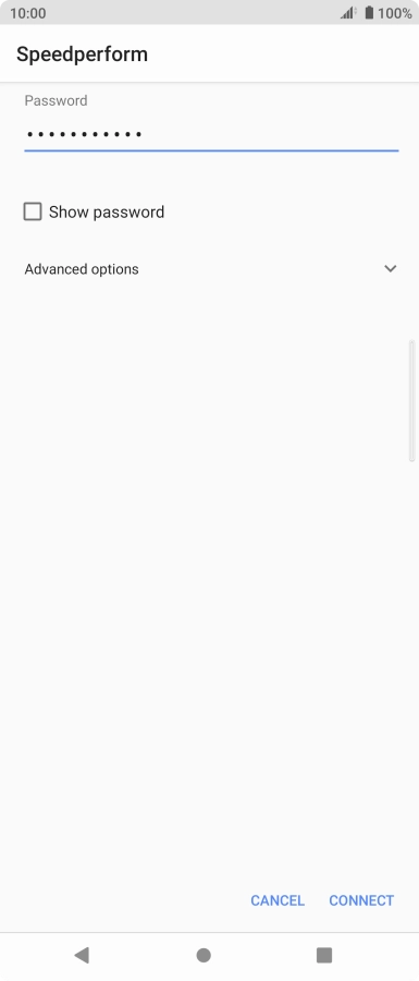 Key in the password for the Wi-Fi network and press CONNECT.